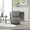COOLMORE Upholstered Tufted Living Room Chair Textured Linen Fabric Accent Chair with Metal Stand
