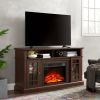 Classic TV Media Stand Modern Entertainment Console with 23" Fireplace Insert for TV Up to 65" with Open and Closed Storage Space, Espresso