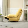 360° Swivel Recliner Adjustable Chair Chenille Glider Swivel Reclining Sofa Chair with Black Metal Round Base - Yellow