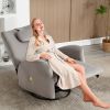 Grey Swivel and Rocker Power Recliner Chair with Lumbar and Neck Support Pillow, Max Swivel Degree 270°