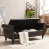 63" PU Upholstered End of Bed Bench Flip Top Entryway Ottoman with Safety Hinge Storage Rectangular Sofa Stool Buttons Tufted Nailhead Trimmed Solid W