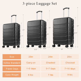 20-28 Inch Luggage Compartment (Option: Black 3Pack)