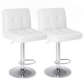 Square Cushion Bar Stool With Backrest (Option: White2Pack)
