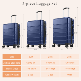 20-28 Inch Luggage Compartment (Option: Blue 3Pack)