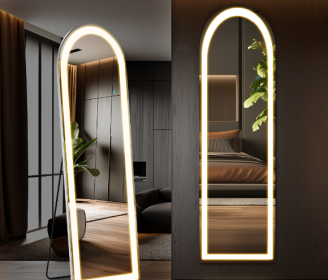 3 Color Lighting Mirror With LED Lights (Option: Rounded corners1660)