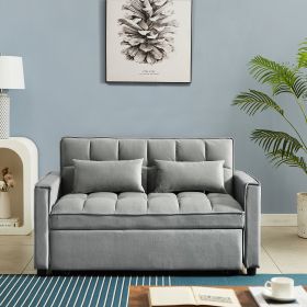 Modern Velvet Convertible Loveseat Sleeper Sofa Couch with Adjustable Backrest (Color: as Pic)