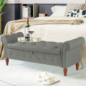 Multifunctional Storage Rectangular Sofa Stool (Color: gray)