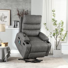 21"seat width,large size Electric Power Lift Recliner Chair Sofa for Elderly, 8 point vibration Massage and lumber heat, Remote Control (Color: gray)