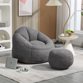 Bedding Bean Bag Sofa Chair High Pressure Foam Bean Bag Chair Adult Material with Padded Foam Padding Compressed Bean Bag With Footrest (Color: as Pic)