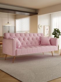 71" Convertible Double Folding Living Room Sofa Bed (Color: as Pic)